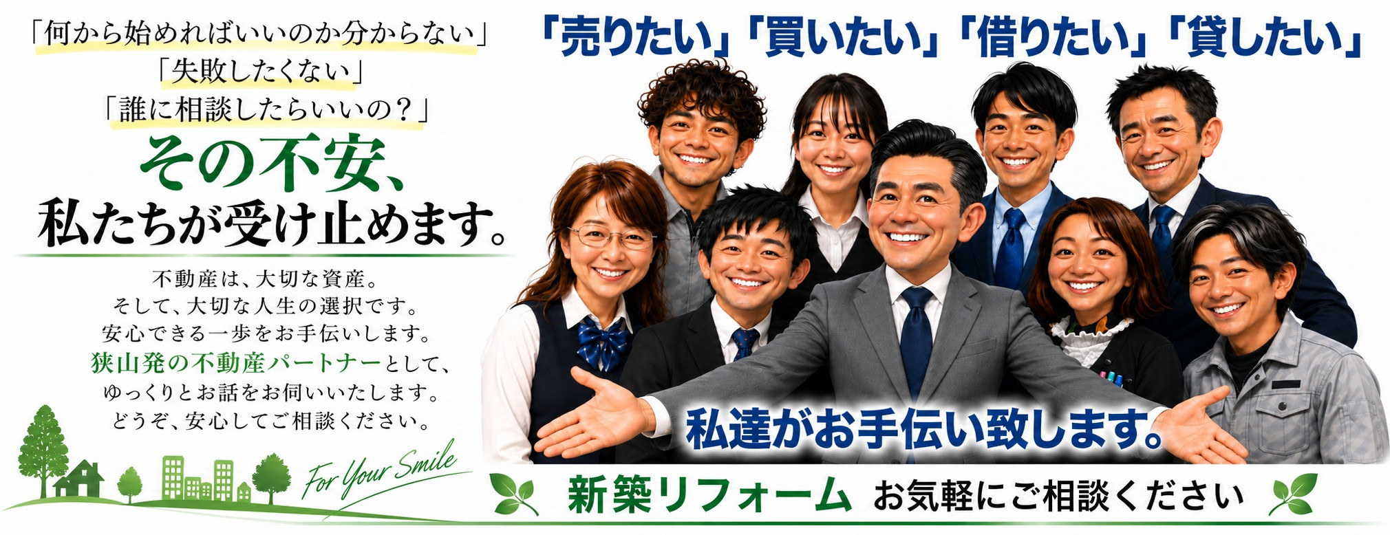 売りたい・買いたい・借りたい・貸したい 私達がお手伝い致します。