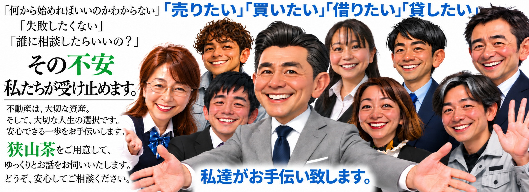 売りたい・買いたい・借りたい・貸したい 私達がお手伝い致します。